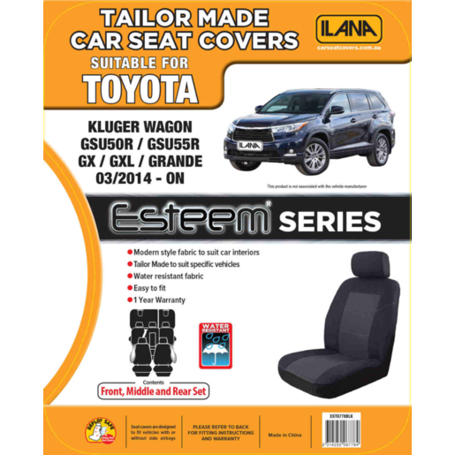 Ilana Esteem to Suit Toyota Kluger 7 Seater - EST6778BLK