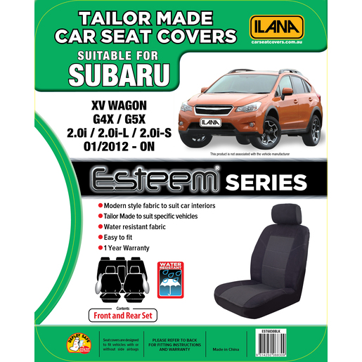 Ilana Esteem Tailor Made 2 Row Seat Cover To Suit Subaru - EST6830BLK