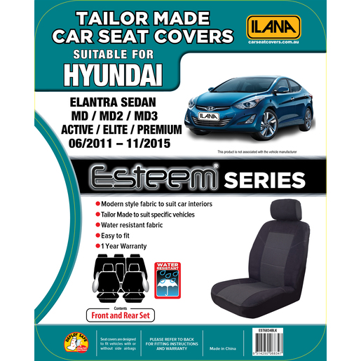 Ilana Esteem Tailor Made 2 Row Seat Cover To Suit Hyundai - EST6834BLK