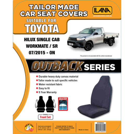 Ilana Outback Canvas To Suit Toyota Hilux Single Cab - OUT6905BLK