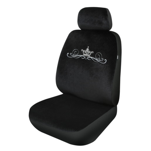 Streetwize Seat Cover Studded Crown Velour 30/50 Black - SWDIAMC3050BLA