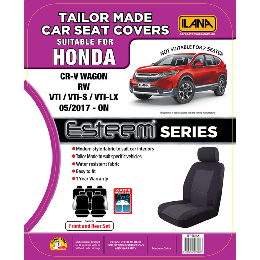 Ilana Esteem Tailor Made 2 Row Seat Cover To Suit Honda CR-V - EST7062BLK