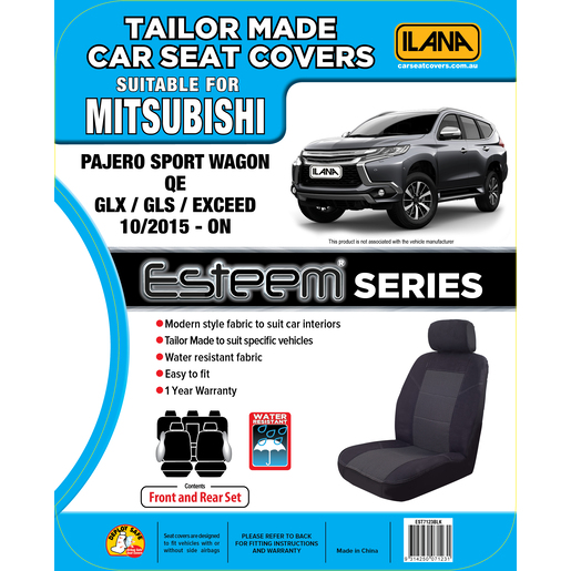Ilana Esteem Tailor Made 2 Row Seat Cover To Suit Mitsubishi Pajero - EST7123BLK