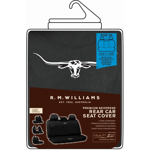 R.M.Williams Rear Size 06 Black/Black Neoprene Car Seat Covers - NPRMWBBL06