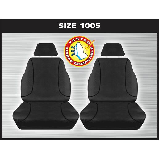 Tradies 1 Row Front Black Seat Cover Suits for Hilux 07/2015+ - RPG1005TRB