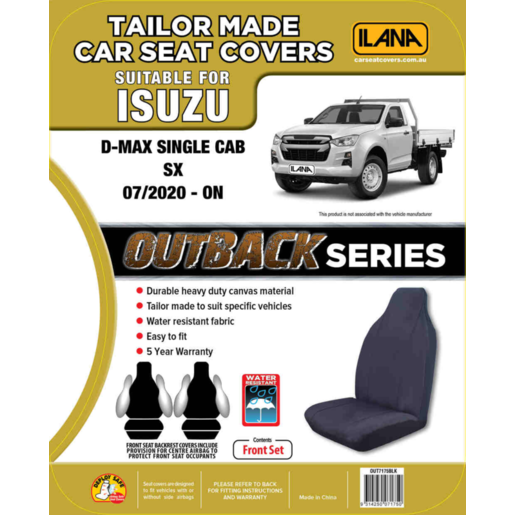 Ilana Outback Canvas To Suit Isuzu D-Max Single Cab - OUT7175BLK