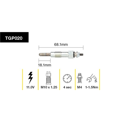 Tridon Diesel Glow Plug - TGP020