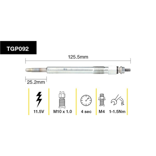 Tridon Diesel Glow Plug - TGP092