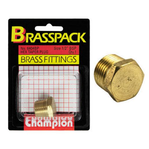 Champion Brasspack 1/2 BSP Taper Plug - 6404BP