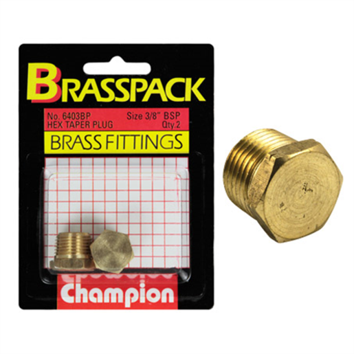 Champion Brasspack 3/8 BSP Taper Plug - 6403BP