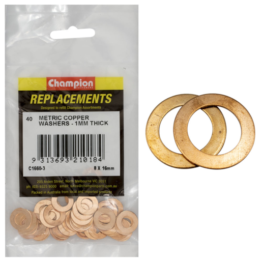 Champion Washers-Flat-Copper M8 - C1660-3