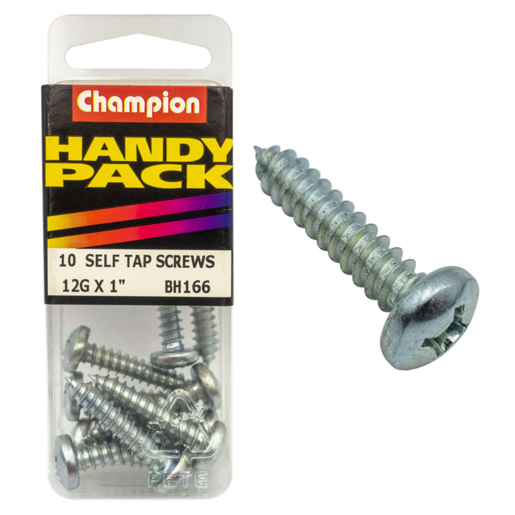 Champion Handy Pack Self Tap Screw Pan Head 12G x 1" CST - BH166