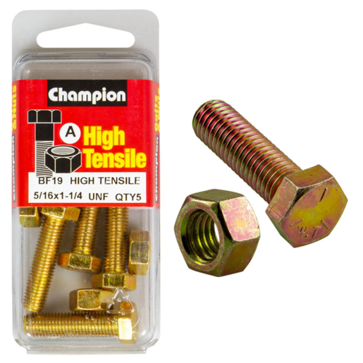 Champion Blister Set Screw & Nut 5/16 x 1-1/4" UNF - BF19