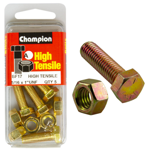 Champion Blister Set Screw & Nut 5/16 x 1" UNF - BF17