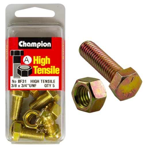 Champion Blister Set Screw & Nut 3/8 x 3/4" UNF - BF31