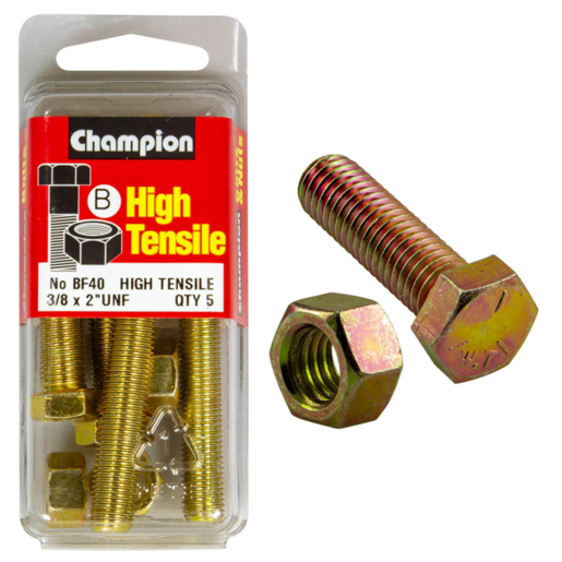 Champion Blister Set Screw & Nut 3/8 x 2" UNF - BF40