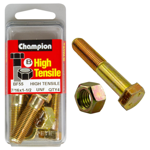 Champion Blister Bolt & Nut 7/16 x 1-1/2" UNF - BF55