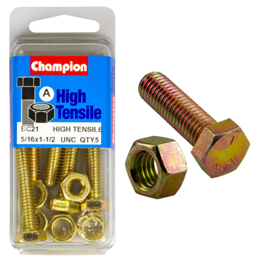 Champion Blister Set Screw & Nut 5/16 x 1-1/2" UNC - BC21