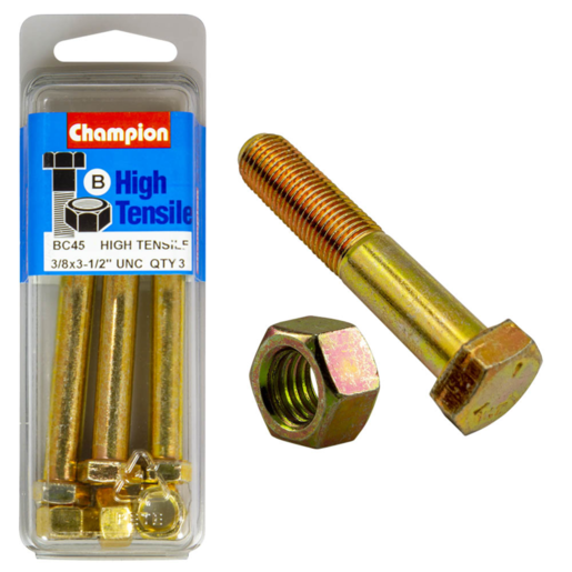 Champion Blister Bolt & Nut 3/8 x 3-1/2" UNC - BC45