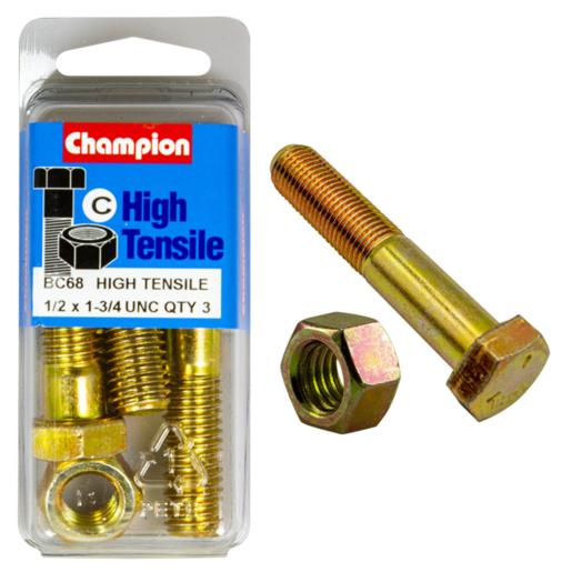 Champion Blister Bolt & Nut 1/2 x 1-3/4" UNC - BC68