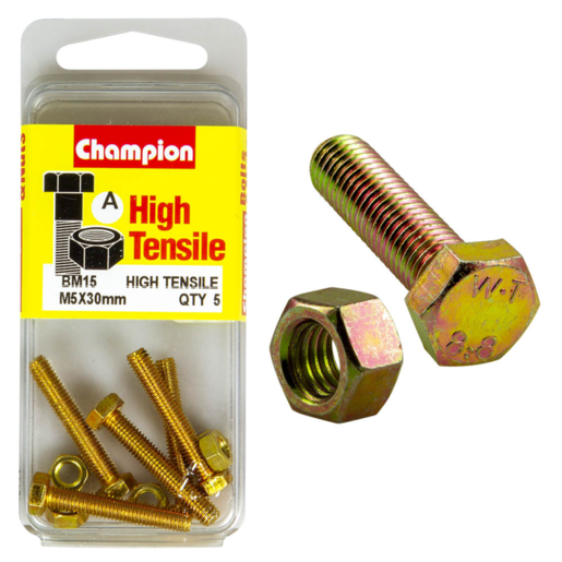 Champion Blister Set Screw & Nut M5 x 30mm - BM15