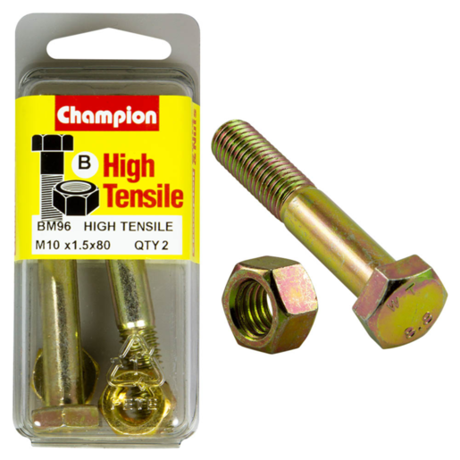 Champion Blister Bolt & Nut M10 x 80mm - BM96