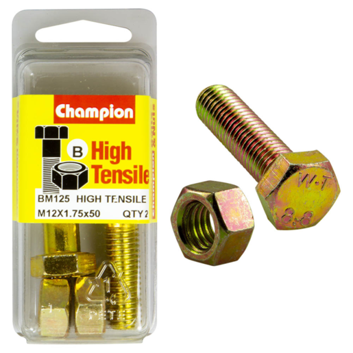 Champion Blister Bolt & Nut M12 x 50mm - BM125