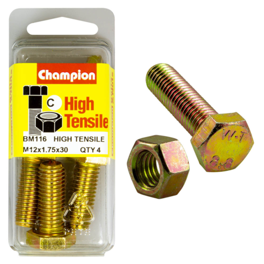 Champion Blister Set Screw & Nut M12 x 30mm - BM116