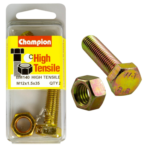 Champion Blister Set Screw & Nut M12 x 1.5 x 35mm - BM140