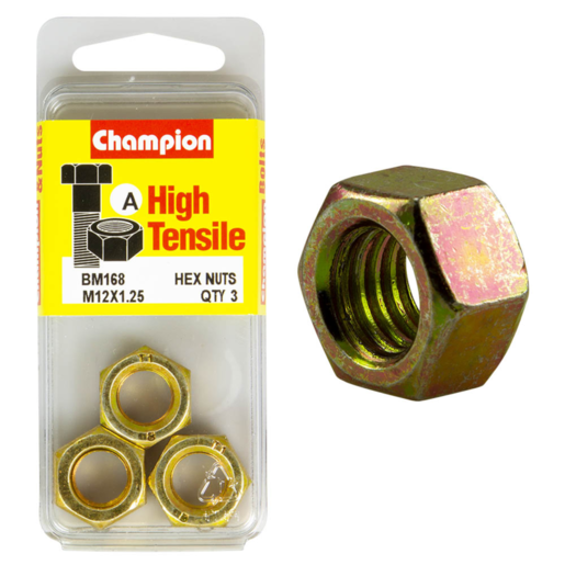 Champion Blister Hexagon Nut M12 x 1.25mm Nuts - BM168