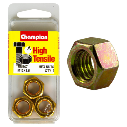 Champion Blister Hexagon Nut M12 x 1.5mm Nuts - BM167