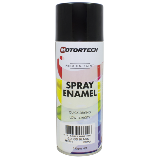 Motortech Premium Paint Spray Enamel Gloss Black 250g - MT014