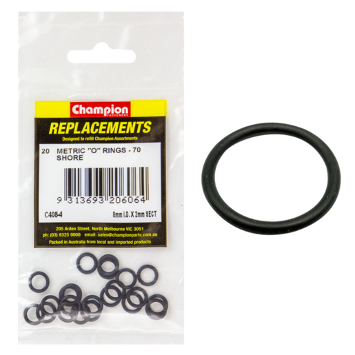 Champion 8mm x 2mm Metric O Rings (Sold Individually) - C408-4