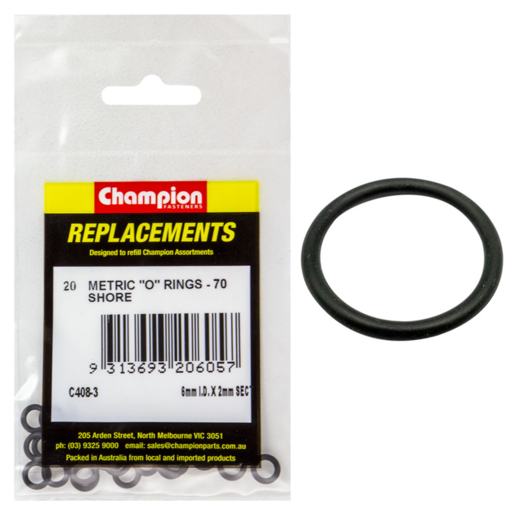 Champion 6mm x 2mm Metric O Rings (Sold Individually) - C408-3