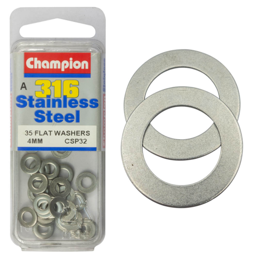 Champion Washer Flat Stainless Steel 4mm 316/A4 - CSP32