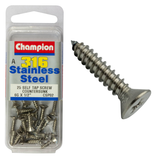 Champion Self Tapp Screw Csk Phillips Stainless Steel 3.5x13mm 316/A4 - CSP02