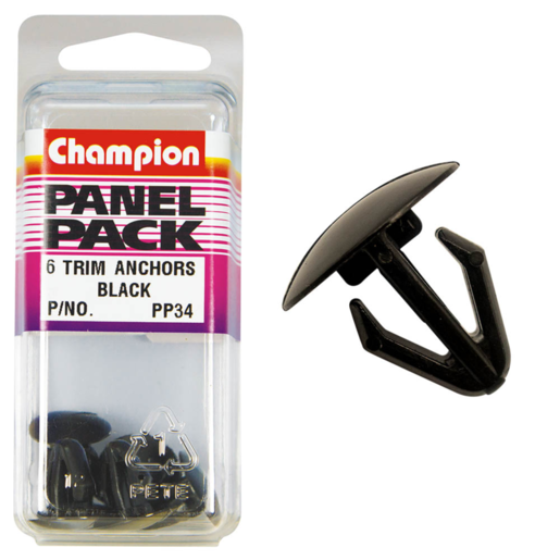 Champion Anchor Trim Clips Black - PP34