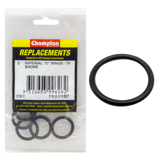 Champion O-Rings Nitrile Rubber 70 Shore Black (Sold Individually) - C115-12