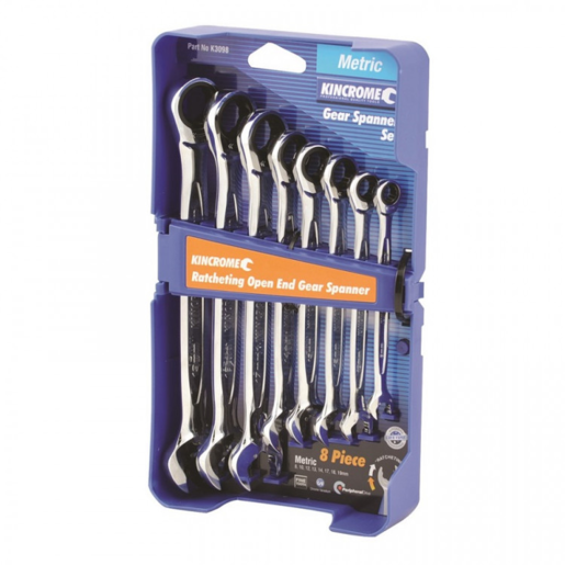 Kincrome Combination Ratcheting Open End Gear Spanner Set - K3098