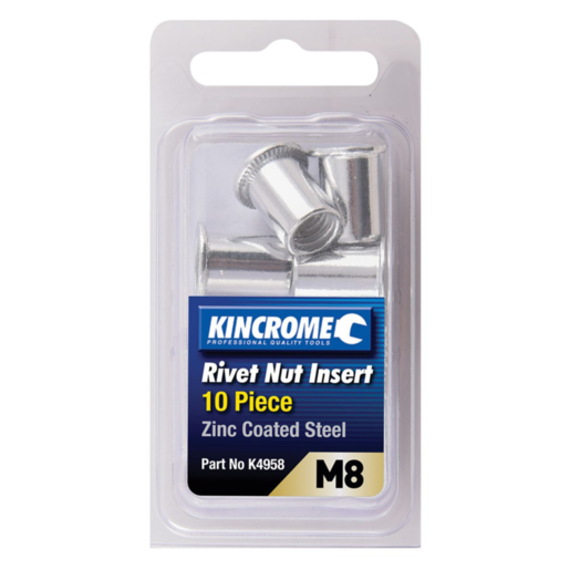 Rivet Nut Insert M8 Zinc Coated Steel 10 Pack - K4958