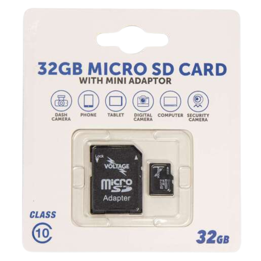 Voltage 32GB Micro SD Card with Mini Adaptor - VTSD32GB