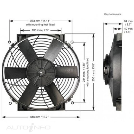 Davies Craig 14-inch Hi-Power Thermatic Fan (24 volt) - 0108